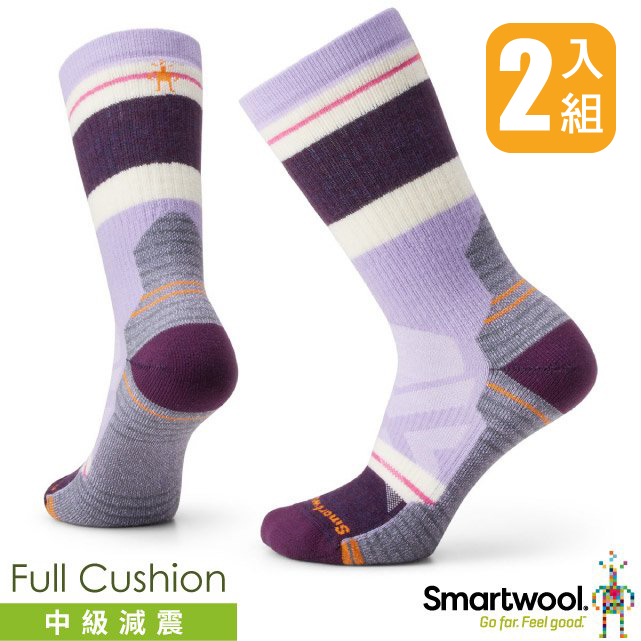 【SmartWool】女 美麗諾羊毛 機能戶外中級減震中長襪-土星紋/SW001583-L46 紫色✿30E010